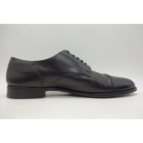 Nordstrom Italian Premier Black Leather Cap Toe Lace Up Oxford Shoes Men\'s 12 D main image 4